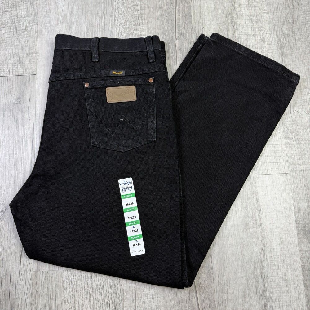 NWT Wrangler 936WBK Cowboy Cut Slim Fit Jeans 38x29 Shadow Black Western Denim Q